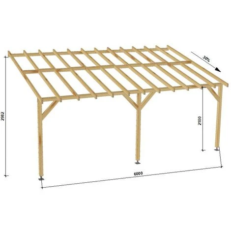 JARDINATOIRE Toit De Terrasse |6x3| - Pente 30% - Bois Massif - Durable |Sans La Visserie Et Sans Les Pieds De Poteaux 6 JARDINATOIRE Toit De Terrasse |6x3| - Pente 30% - Bois Massif - Durable |Sans La Visserie Et Sans Les Pieds De Poteaux – Image 4