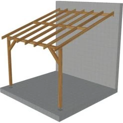 JARDINATOIRE Toit De Terrasse |3x3| - Pente 30% - Bois Massif Traité CL3 Marron - Durable |Sans La Visserie Et Sans Les Pieds De Poteaux