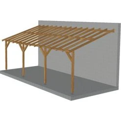 JARDINATOIRE Toit De Terrasse |7x3| - Pente 30% - Bois Massif Traité CL3 Marron - Durable |+ Vis