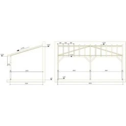 JARDINATOIRE Toit De Terrasse |6x3| - Tuilable Pente 30% - Bois Massif - Robuste |+ Vis & Pieds De Poteaux Réglables -Pergola Soldes 18177300 5