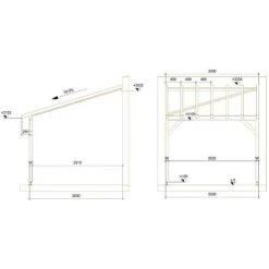 JARDINATOIRE Toit De Terrasse |3x3| - Tuilable Pente 30% - Bois Massif Traité CL3 Marron - Robuste |Sans La Visserie Et Sans Les Pieds De Poteaux -Pergola Soldes 18177310 5