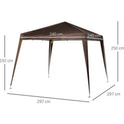Outsunny Tonnelle Barnum De Jardin Pop-up Pliant 3L X 3l X 2,4H M Acier Polyester Imperméabilisé Anti UV Avec Sac De Transport Chocolat -Pergola Soldes 18252947 3