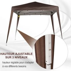 Outsunny Tonnelle Barnum De Jardin Pop-up Pliant 3L X 3l X 2,4H M Acier Polyester Imperméabilisé Anti UV Avec Sac De Transport Chocolat -Pergola Soldes 18252947 5