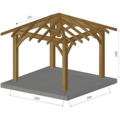 JARDINATOIRE Carbet Bois Massif |3x3| - Durable -Pergola Soldes 18376618 4