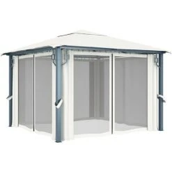 VidaXL Tonnelle Avec Rideau 300x300 Cm Crème Aluminium - Crème -Pergola Soldes 18426125 3