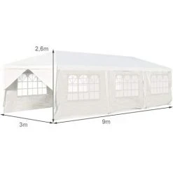 COSTWAY Tente De Réception Taille 3 X 9M Inclus 6 Murs Amovibles Avec Fenêtre 2 Entrées De Porte Pour Fête, Barbecue, Mariage Etc. -Pergola Soldes 18442958 5