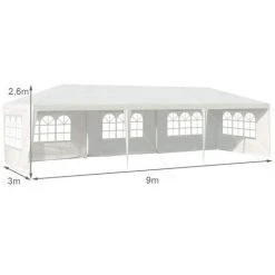 COSTWAY Tonnelle De Jardin Inclut 5 Murs Amovibles Avec Fenêtre Sur Côté, Avec Piquets De Terre Solides Pour Les Fêtes De Mariage, BBQ De Plage Etc. 3x9m -Pergola Soldes 18442959 5
