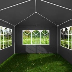 CASARIA Tonnelle De Jardin Rimini 3x6m Avec Toile Hydrofuge 6 Parois Latérales Enroulables Barnum Tente De Réception Fête Extérieur Antracite (Protection UV) -Pergola Soldes 18645367 4