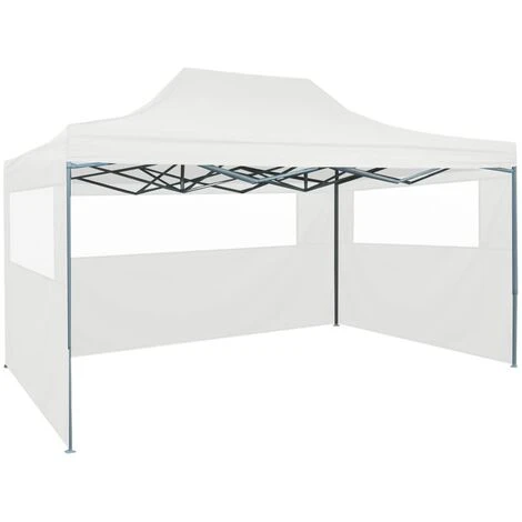 VidaXL Tente Pliable De Réception Avec 3 Parois 3 X 4,5 M Blanc - Blanc 3 VidaXL Tente Pliable De Réception Avec 3 Parois 3 X 4,5 M Blanc - Blanc