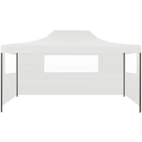 VidaXL Tente Pliable De Réception Avec 3 Parois 3 X 4,5 M Blanc - Blanc 4 VidaXL Tente Pliable De Réception Avec 3 Parois 3 X 4,5 M Blanc - Blanc – Image 2