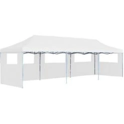 VidaXL Tente De Réception Escamotable Pliable Avec 5 Parois 3x9m Blanc - Blanc