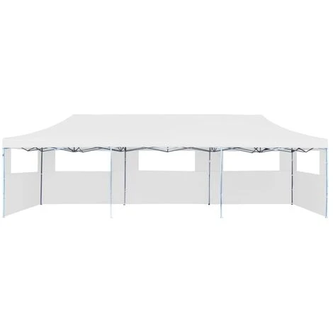 VidaXL Tente De Réception Escamotable Pliable Avec 5 Parois 3x9m Blanc - Blanc 4 VidaXL Tente De Réception Escamotable Pliable Avec 5 Parois 3x9m Blanc - Blanc – Image 2
