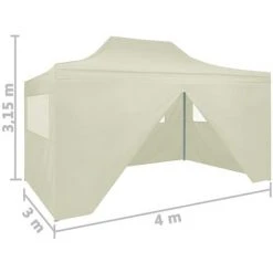 Tente De Réception Pliable Avec 4 Parois 3x4 M Acier Crème VidaXL - Crème -Pergola Soldes 18801406 3