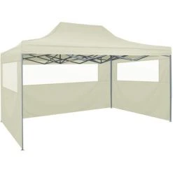 Tente De Réception Pliable Avec 4 Parois 3x4 M Acier Crème VidaXL - Crème -Pergola Soldes 18801406 4