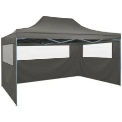 VidaXL Tente De Réception Pliable Avec 3 Parois 3x4 M Acier Anthracite - Anthracite