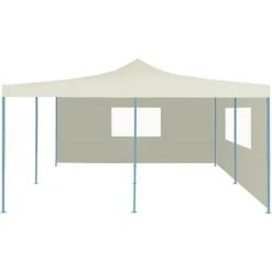 VidaXL Belvédère Pliable Crème 5x5 M 2 Parois - Crème -Pergola Soldes 18801453 2