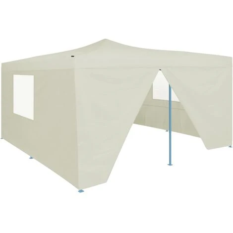 VidaXL Belvédère Pliable Crème 5x5 M 4 Parois - Crème 3 VidaXL Belvédère Pliable Crème 5x5 M 4 Parois - Crème