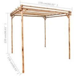 VidaXL Pergola Bambou 170x170x220 Cm - Brun -Pergola Soldes 18904497 4