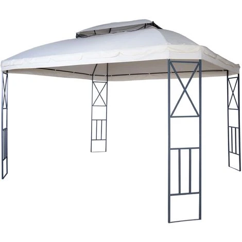 Pergola HHG-610, Pavillon De Jardin Avec Moustiquaire, 3,6x3m ~ Crème 3 Pergola HHG-610, Pavillon De Jardin Avec Moustiquaire, 3,6x3m ~ Crème