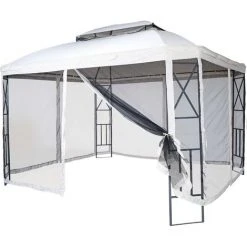 Pergola HHG-610, Pavillon De Jardin Avec Moustiquaire, 3,6x3m ~ Crème 8 Pergola HHG-610, Pavillon De Jardin Avec Moustiquaire, 3,6x3m ~ Crème -Pergola Soldes 18936663 2