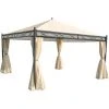 HHG Pergola Cadiz, Pavillon De Jardin, Cadre Stable à 7cm Avec Paroi Et Moustiquaire ~ Crème 3x3m -Pergola Soldes 18943999 1