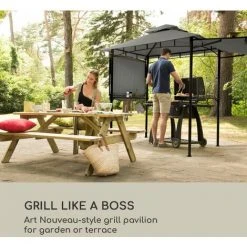 Blumfeldt Steakhouse Wings Pavillon 244x260x152cm 160 G/m² Polyester Acier Gris 8 Blumfeldt Steakhouse Wings Pavillon 244x260x152cm 160 G/m² Polyester Acier Gris -Pergola Soldes 19171063 2