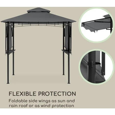 Blumfeldt Steakhouse Wings Pavillon 244x260x152cm 160 G/m² Polyester Acier Gris 5 Blumfeldt Steakhouse Wings Pavillon 244x260x152cm 160 G/m² Polyester Acier Gris – Image 3