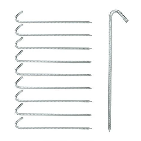Relaxdays Lot De 10 Sardines De Sol, Long, Stable, Ancres De Sol Pour Tentes XL, Pavillons, Acier, Zingué, 45 Cm, Argent 6 Relaxdays Lot De 10 Sardines De Sol, Long, Stable, Ancres De Sol Pour Tentes XL, Pavillons, Acier, Zingué, 45 Cm, Argent – Image 4