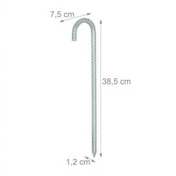 Relaxdays Ancres De Sol En Lot De 10, Sardines XL, Extra Longues, Camping, Accessoire De Tente, Acier, 38,5 Cm, Argenté