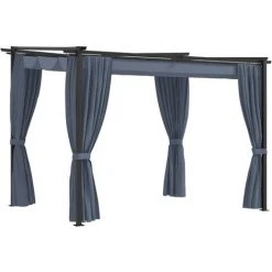VidaXL Tonnelle Avec Rideaux 3x3 M Anthracite Acier - Anthracite