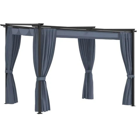 VidaXL Tonnelle Avec Rideaux 3x3 M Anthracite Acier - Anthracite 3 VidaXL Tonnelle Avec Rideaux 3x3 M Anthracite Acier - Anthracite