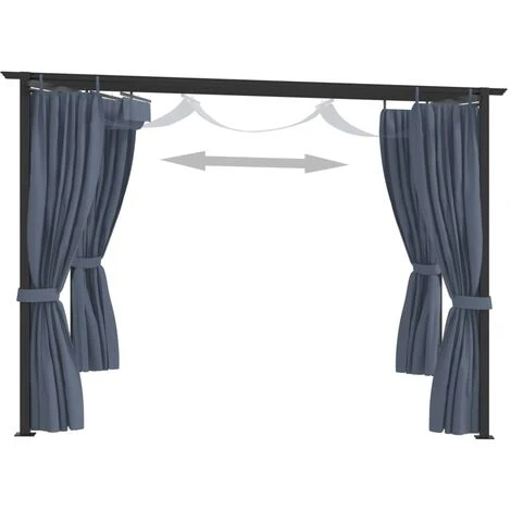 VidaXL Tonnelle Avec Rideaux 3x3 M Anthracite Acier - Anthracite 5 VidaXL Tonnelle Avec Rideaux 3x3 M Anthracite Acier - Anthracite – Image 3