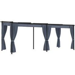 VidaXL Tonnelle Avec Rideaux 3x6 M Anthracite Acier - Anthracite