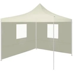 YOUTHUP Tente De Réception Pliable Avec 2 Parois 2x2 M Acier Crème