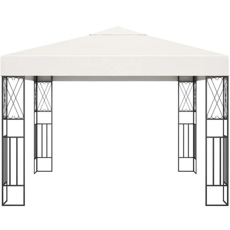 VidaXL Tonnelle 3x3 M Crème Tissu - Crème 4 VidaXL Tonnelle 3x3 M Crème Tissu - Crème – Image 2