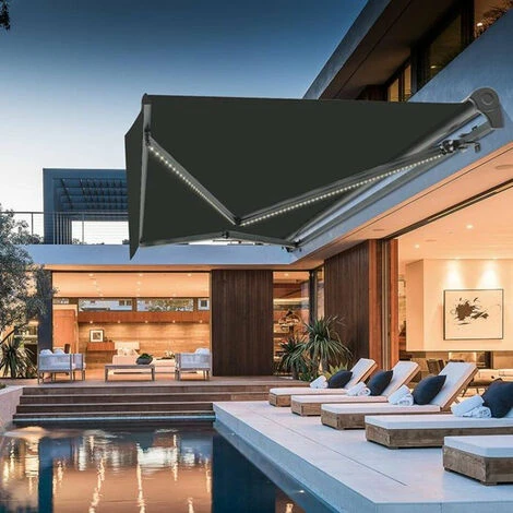 RED DECO Store Banne Motorisé LED 3x2.5m VEGAS Gris Aluminium Avec Télécommande - Gris 4 RED DECO Store Banne Motorisé LED 3x2.5m VEGAS Gris Aluminium Avec Télécommande - Gris – Image 2