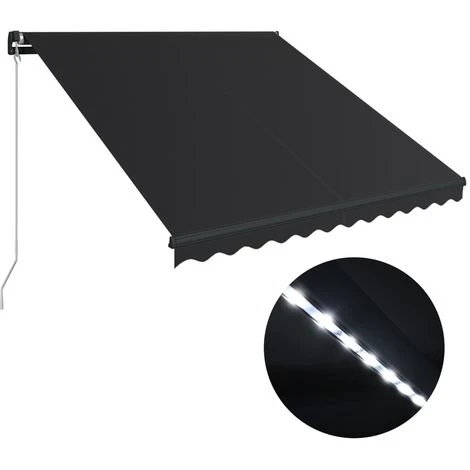 ASUPERMALL Auvent Manuel Retractable Avec LED 300x250 Cm Anthracite 6 ASUPERMALL Auvent Manuel Retractable Avec LED 300x250 Cm Anthracite – Image 4