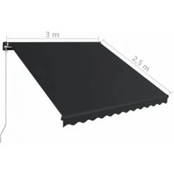 ASUPERMALL Auvent Manuel Retractable Avec LED 300x250 Cm Anthracite 11 ASUPERMALL Auvent Manuel Retractable Avec LED 300x250 Cm Anthracite -Pergola Soldes 19681820 5