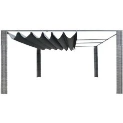 ASUPERMALL Tonnelle Avec Toit Coulissant 400x400x200 Cm Gris / Anthracite -Pergola Soldes 19682121 3