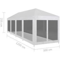 ASUPERMALL Tente De Reception Avec 10 Parois En Maille 12 X 3 M -Pergola Soldes 19682192 3