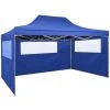 ASUPERMALL Tente De Reception Pliable Avec 3 Parois 3x4 M Acier Bleu -Pergola Soldes 19682809 1