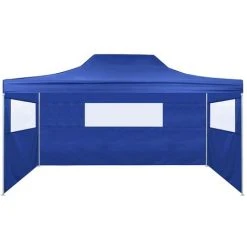 ASUPERMALL Tente De Reception Pliable Avec 3 Parois 3x4 M Acier Bleu -Pergola Soldes 19682809 4