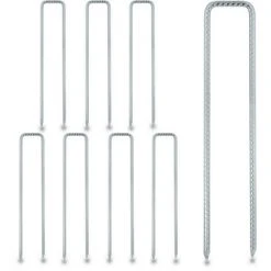 Relaxdays Lot De 8 Ancres De Terre, Sardines De Sol Pour Toiles, Tentes, Forme En U, Solide, Acier Zingué, 41 X 8 X 1 Cm