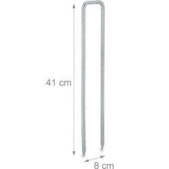 Relaxdays Lot De 8 Ancres De Terre, Sardines De Sol Pour Toiles, Tentes, Forme En U, Solide, Acier Zingué, 41 X 8 X 1 Cm -Pergola Soldes 19708866 5