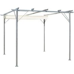 VidaXL Pergola Avec Toit Rétractable Blanc Crème 3 X 3 M Acier - Crème
