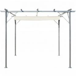 VidaXL Pergola Avec Toit Rétractable Blanc Crème 3 X 3 M Acier - Crème -Pergola Soldes 19807912 3