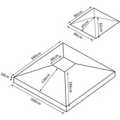 HOMCOM Toile De Toit De Rechange Pour Pavillon Tonnelle Tente 3x3m Crème - Beige -Pergola Soldes 19842655 3