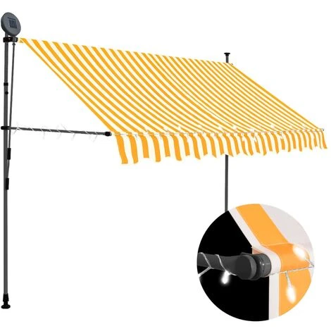 YOUTHUP Auvent Manuel Rétractable Avec LED Tente De Réception Avec Bande Lumineuse 250 Cm Blanc Et Orange - Blanc Et Orange 3 YOUTHUP Auvent Manuel Rétractable Avec LED Tente De Réception Avec Bande Lumineuse 250 Cm Blanc Et Orange - Blanc Et Orange