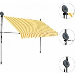 YOUTHUP Auvent Manuel Rétractable Avec LED Tente De Réception Avec Bande Lumineuse 250 Cm Blanc Et Orange - Blanc Et Orange 9 YOUTHUP Auvent Manuel Rétractable Avec LED Tente De Réception Avec Bande Lumineuse 250 Cm Blanc Et Orange - Blanc Et Orange -Pergola Soldes 19883331 3