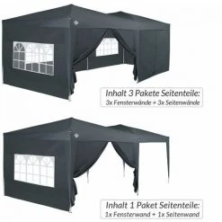 DEUBA Parois Latérales Pour Tonnelle POP-UP 3x6m Hydrofuge Fermeture éclair 300x200cm Pavillon Fenêtre Différentes Couleurs Jardin été Mur Côté Tonnelle Fête Anthracite -Pergola Soldes 19883814 4